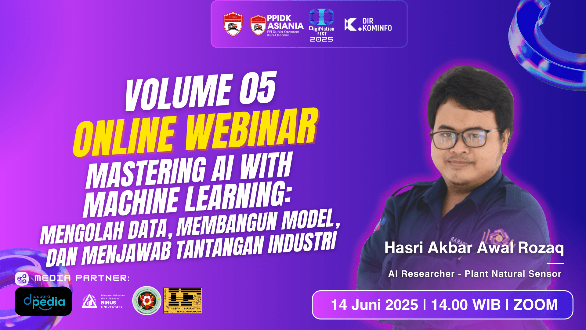 Mastering AI with Machine Learning: Mengolah Data, Membangun Model, dan Menjawab Tantangan Industri workshop flyer